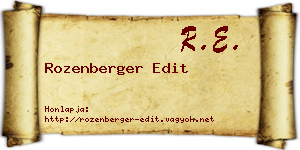 Rozenberger Edit névjegykártya